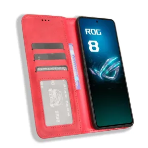 BUSINESS Peňaženkový kryt pre Asus ROG Phone 8 Pro červený