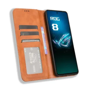 BUSINESS Peňaženkový kryt pre Asus ROG Phone 8 Pro hnedý