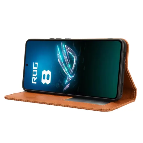 BUSINESS Peňaženkový kryt pre Asus ROG Phone 8 Pro hnedý