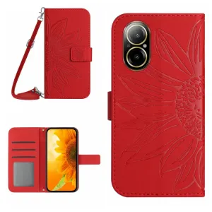 ART SUNFLOWER Peňaženkový obal pre Realme C67 červený