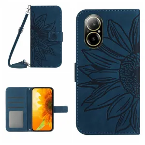 ART SUNFLOWER Peňaženkový obal pre Realme C67 modrý