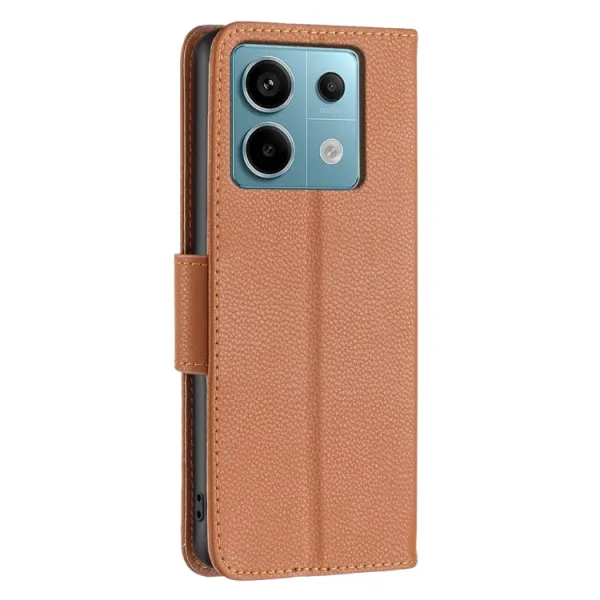 LITCHI Peňaženkové puzdro pre Xiaomi Redmi Note 13 Pro hnedé