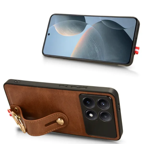 HANDY Ochranný kryt s držiakom Xiaomi Poco X6 Pro 5G hnedý