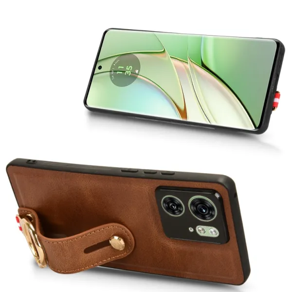 HANDY Ochranný kryt s držiakom Motorola Edge 40 hnedý