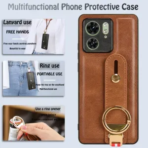 HANDY Ochranný kryt s držiakom Motorola Edge 40 hnedý
