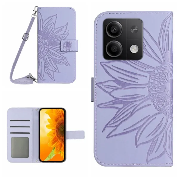 ART SUNFLOWER Peňaženkový obal pre Xiaomi Redmi Note 13 fialový