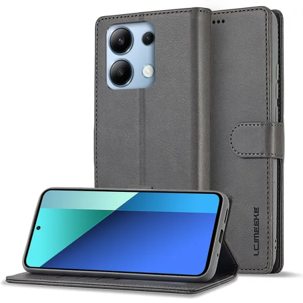IMEEKE Peňaženkový obal pre Xiaomi Redmi Note 13 Pro šedý