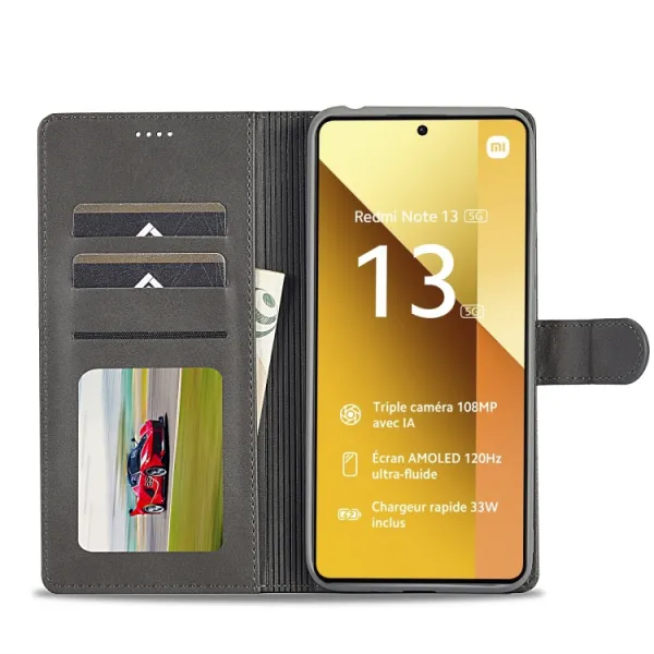 IMEEKE Peňaženkový obal pre Xiaomi Redmi Note 13 5G šedý