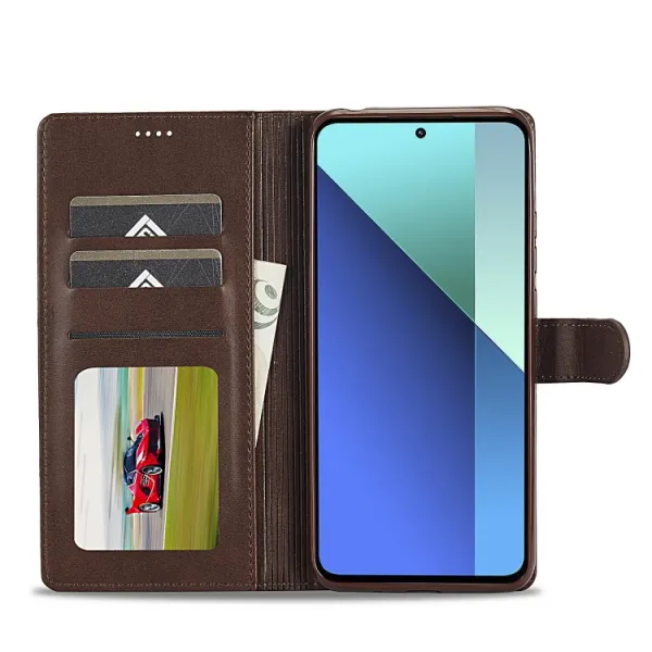 IMEEKE Peňaženkový obal pre Xiaomi Redmi Note 13 tmavohnedý