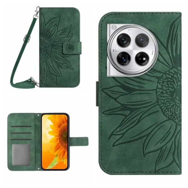ART SUNFLOWER Peňaženkový obal pre OnePlus 12R zelený