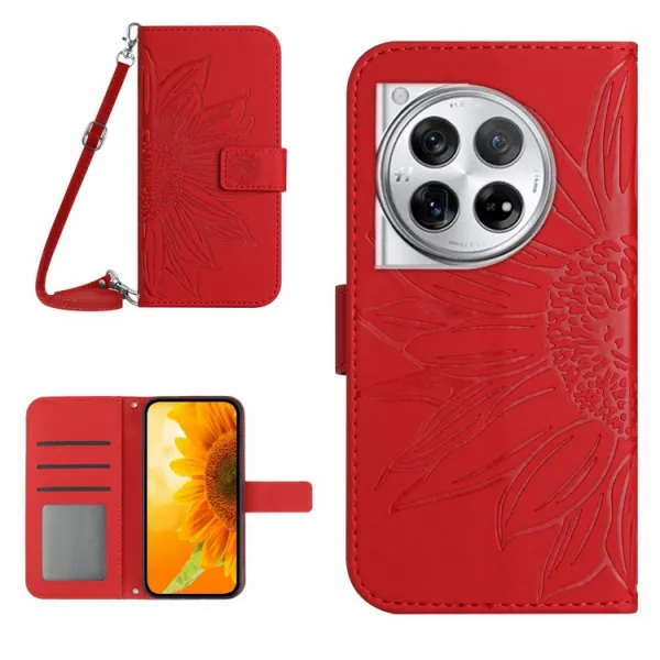ART SUNFLOWER Peňaženkový obal pre OnePlus 12R červený