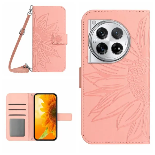 ART SUNFLOWER Peňaženkový obal pre OnePlus 12R ružový