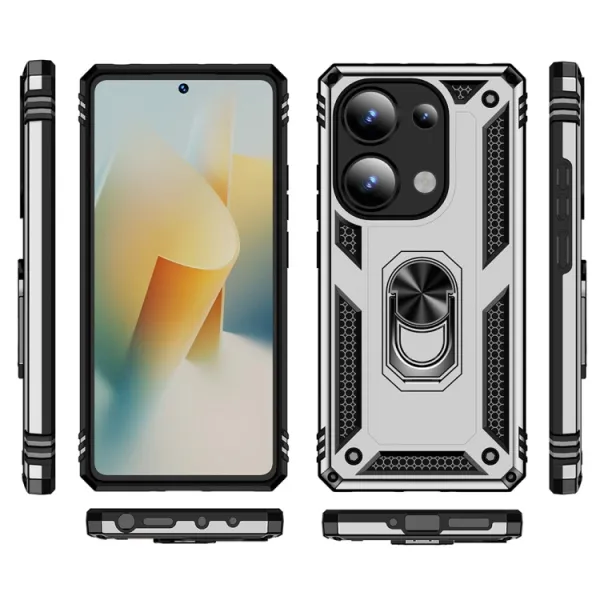 RING Kryt s držiakom pre Xiaomi Redmi Note 13 Pro strieborný