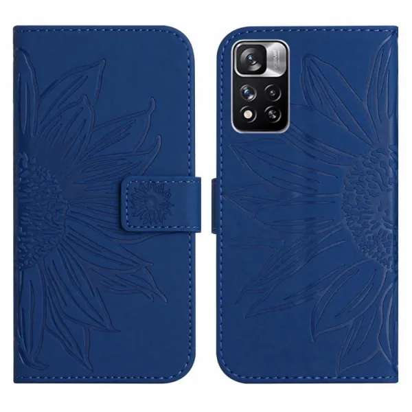 ART SUNFLOWER Peňaženkový obal pre Xiaomi Poco M4 Pro 5G / Redmi Note 11S 5G modrý
