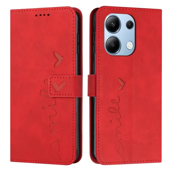ART SMILE Peňaženkový obal s remienkom pre Xiaomi Redmi Note 13 červený