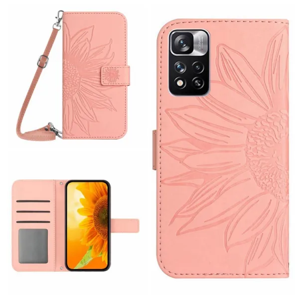 ART SUNFLOWER Peňaženkový obal pre Xiaomi Poco M4 Pro 5G / Redmi Note 11S 5G svetloružový