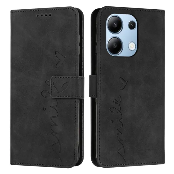 ART SMILE Peňaženkový obal s remienkom pre Xiaomi Redmi Note 13 čierny