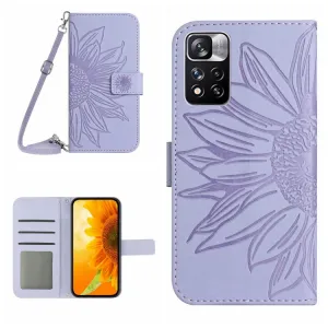 ART SUNFLOWER Peňaženkový obal pre Xiaomi Poco M4 Pro 5G / Redmi Note 11S 5G fialový