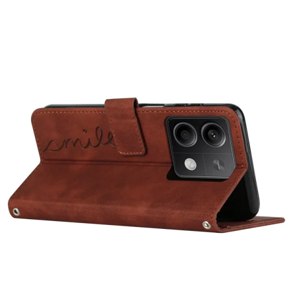 ART SMILE Peňaženkový obal s remienkom pre Xiaomi Redmi Note 13 5G hnedý