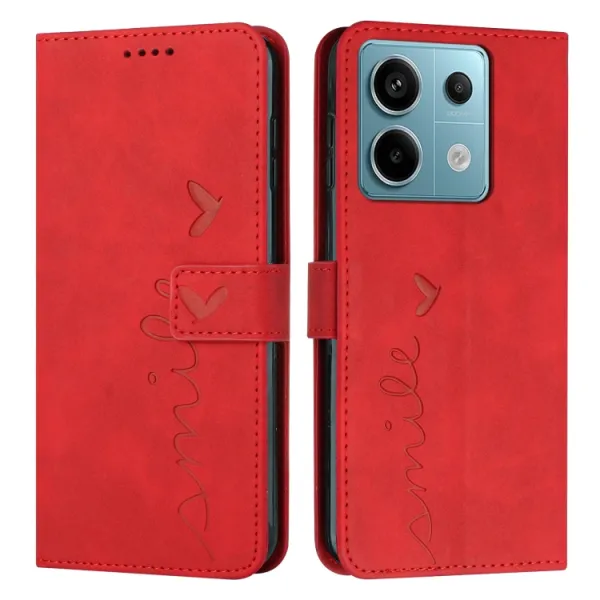 ART SMILE Peňaženkový obal s remienkom pre Xiaomi Redmi Note 13 Pro červený