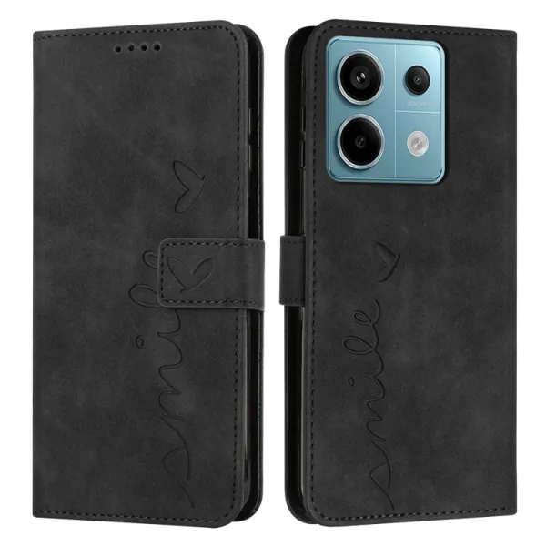 ART SMILE Peňaženkový obal s remienkom pre Xiaomi Redmi Note 13 Pro čierny