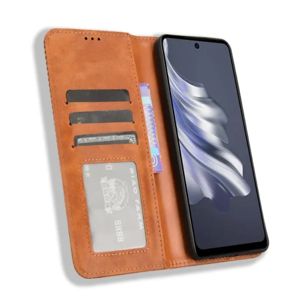 BUSINESS Peňaženkový kryt pre Tecno Spark 20 Pro hnedý