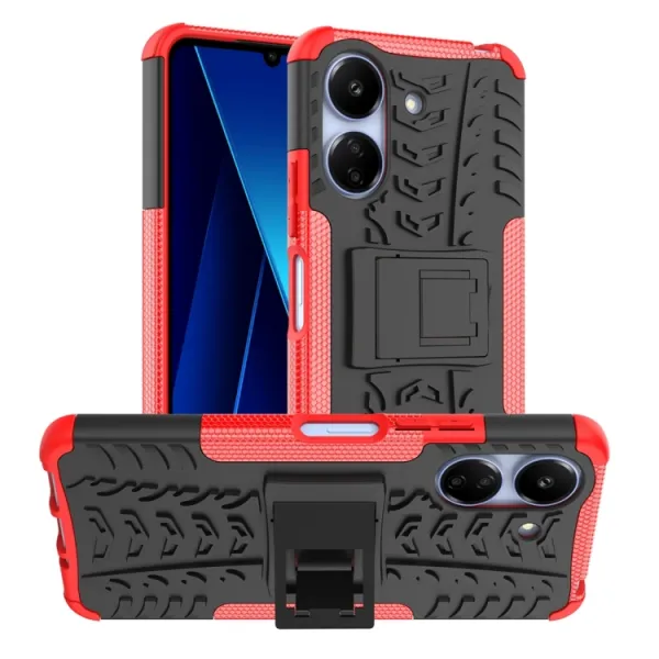 STAND Odolný ochranný kryt pre Xiaomi Redmi 13C / Poco C65 červený