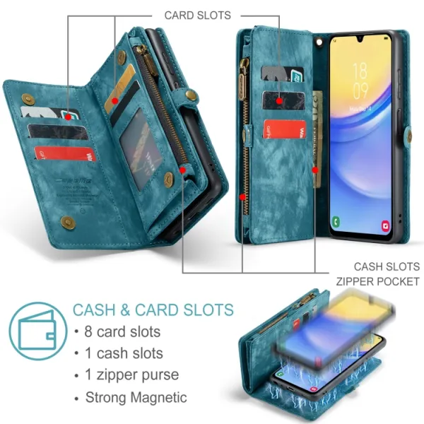 WALLET Ochranný kryt s peňaženkou 2v1 pre Samsung Galaxy A15 / A15 5G modrý