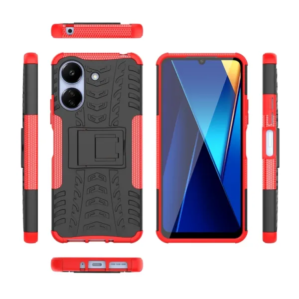 STAND Odolný ochranný kryt pre Xiaomi Redmi 13C / Poco C65 červený