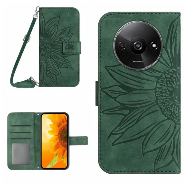 ART SUNFLOWER Peňaženkový obal pre Xiaomi Redmi A3 zelený