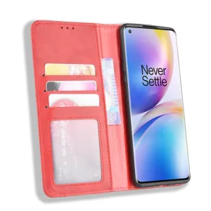 BUSINESS Peňaženkový kryt pre OnePlus 8 Pro červený