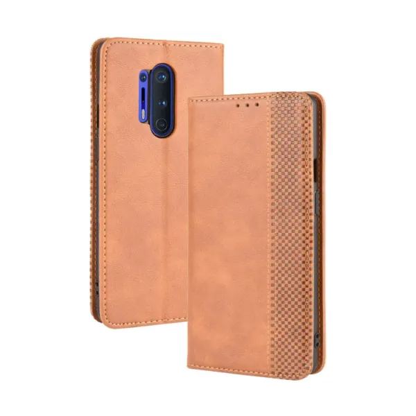 BUSINESS Peňaženkový kryt pre OnePlus 8 Pro hnedý