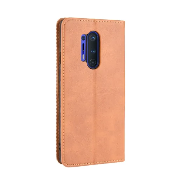 BUSINESS Peňaženkový kryt pre OnePlus 8 Pro hnedý