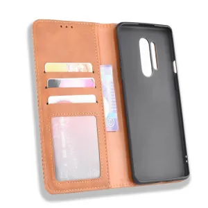 BUSINESS Peňaženkový kryt pre OnePlus 8 Pro hnedý