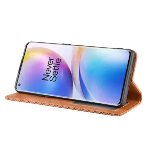 BUSINESS Peňaženkový kryt pre OnePlus 8 Pro hnedý