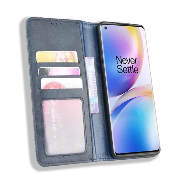 BUSINESS Peňaženkový kryt pre OnePlus 8 Pro modrý