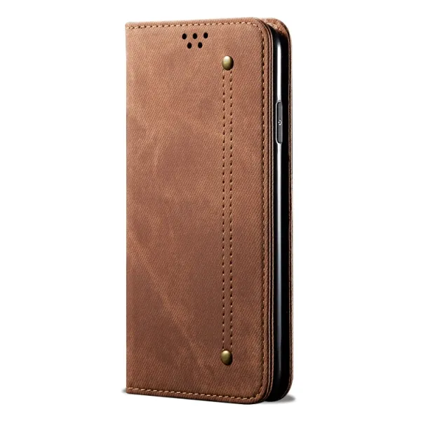 DENIM Peňaženkový kryt pre OnePlus 8 Pro hnedý