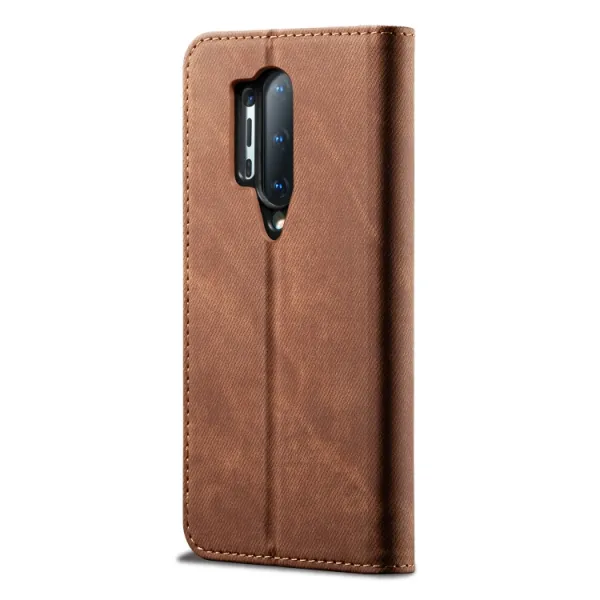 DENIM Peňaženkový kryt pre OnePlus 8 Pro hnedý