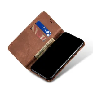 DENIM Peňaženkový kryt pre OnePlus 8 Pro hnedý