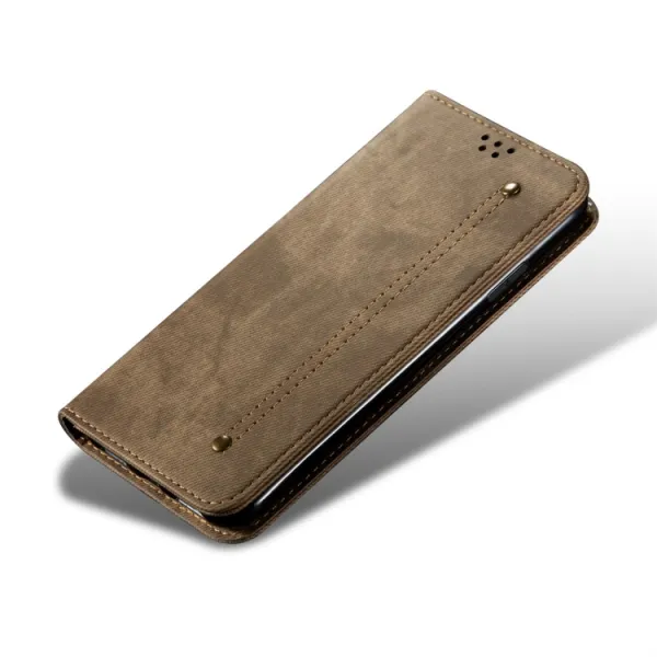 DENIM Peňaženkový kryt pre OnePlus 7T šedohnedý