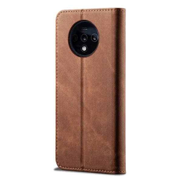 DENIM Peňaženkový kryt pre OnePlus 7T hnedý