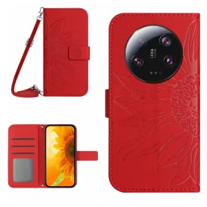 ART SUNFLOWER Peňaženkový obal pre Xiaomi 14 Ultra červený