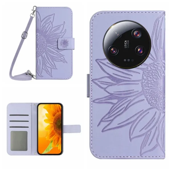 ART SUNFLOWER Peňaženkový obal pre Xiaomi 14 Ultra fialový