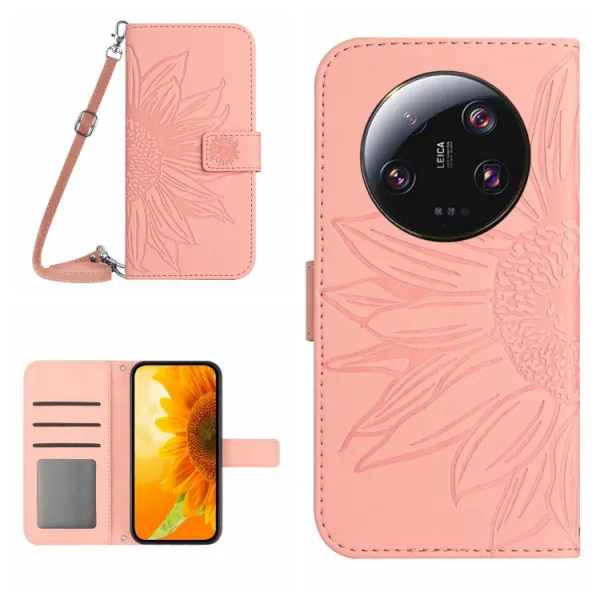 ART SUNFLOWER Peňaženkový obal pre Xiaomi 14 Ultra svetloružový