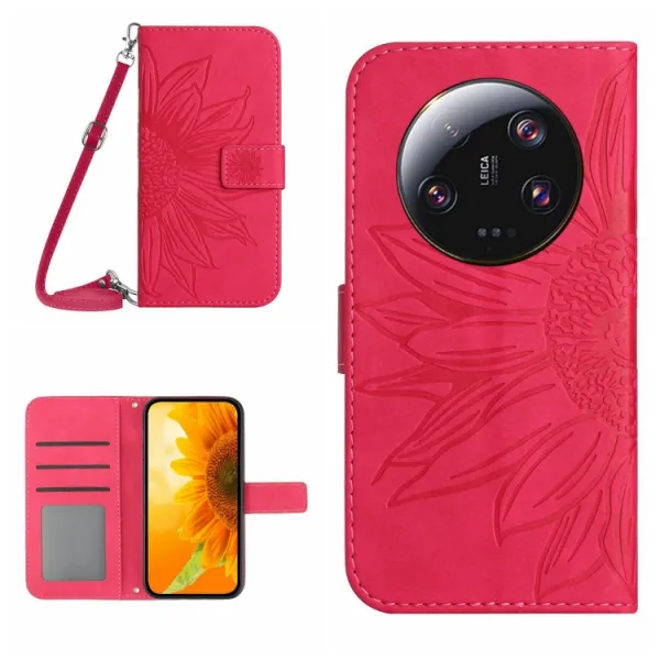 ART SUNFLOWER Peňaženkový obal pre Xiaomi 14 Ultra tmavoružový