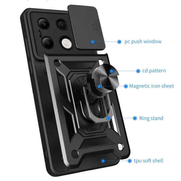 RING CAMERA Kryt s držiakom pre Xiaomi Redmi Note 13 modrý