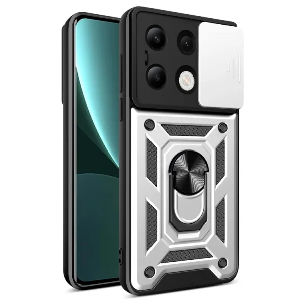 RING CAMERA Kryt s držiakom pre Xiaomi Redmi Note 13 strieborný