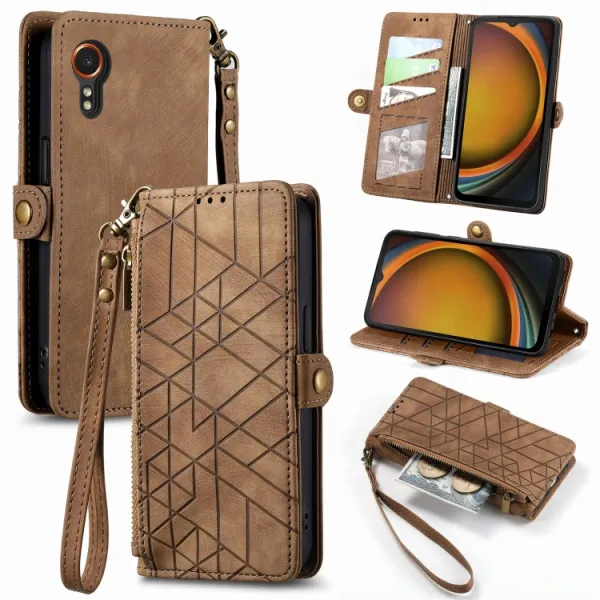 GEOM Peňaženkové puzdro pre Samsung Galaxy Xcover 7 hnedé