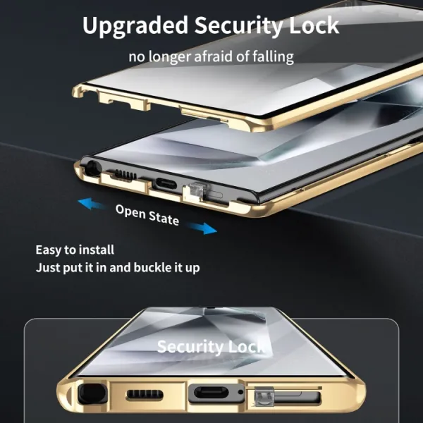 MAGSAFE MAGNETIC HOLDER Obojstranný kryt Samsung Galaxy S22 Ultra 5G zlatý