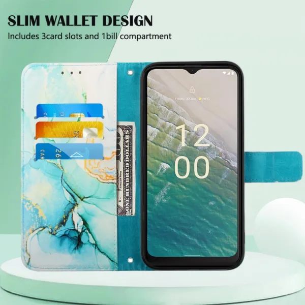 ART MARBLE Peňaženkový kryt Nokia C32 GREEN